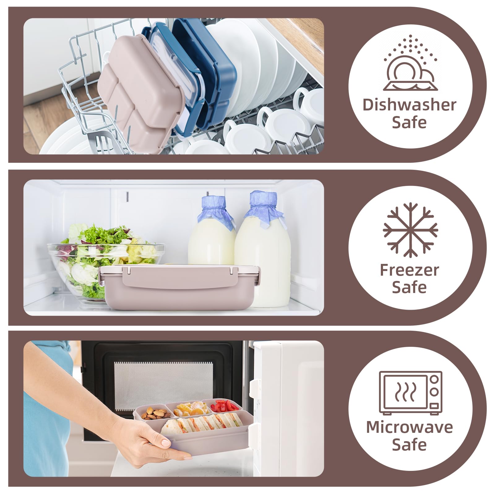 Lonchera QQKO apta para microondas y lavavajillas, base compatible
