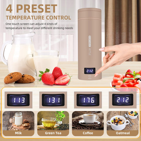 QRAGJBM hervidor de viaje con 4 temperaturas preestablecidas para té y café.