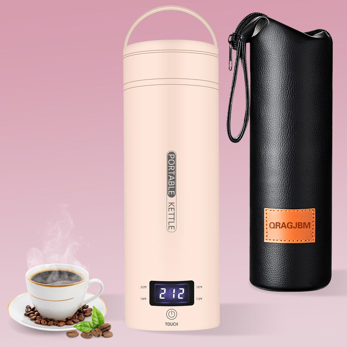 Hervidor eléctrico QRAGJBM para viaje con capacidad de 450 ml, práctico y compacto.