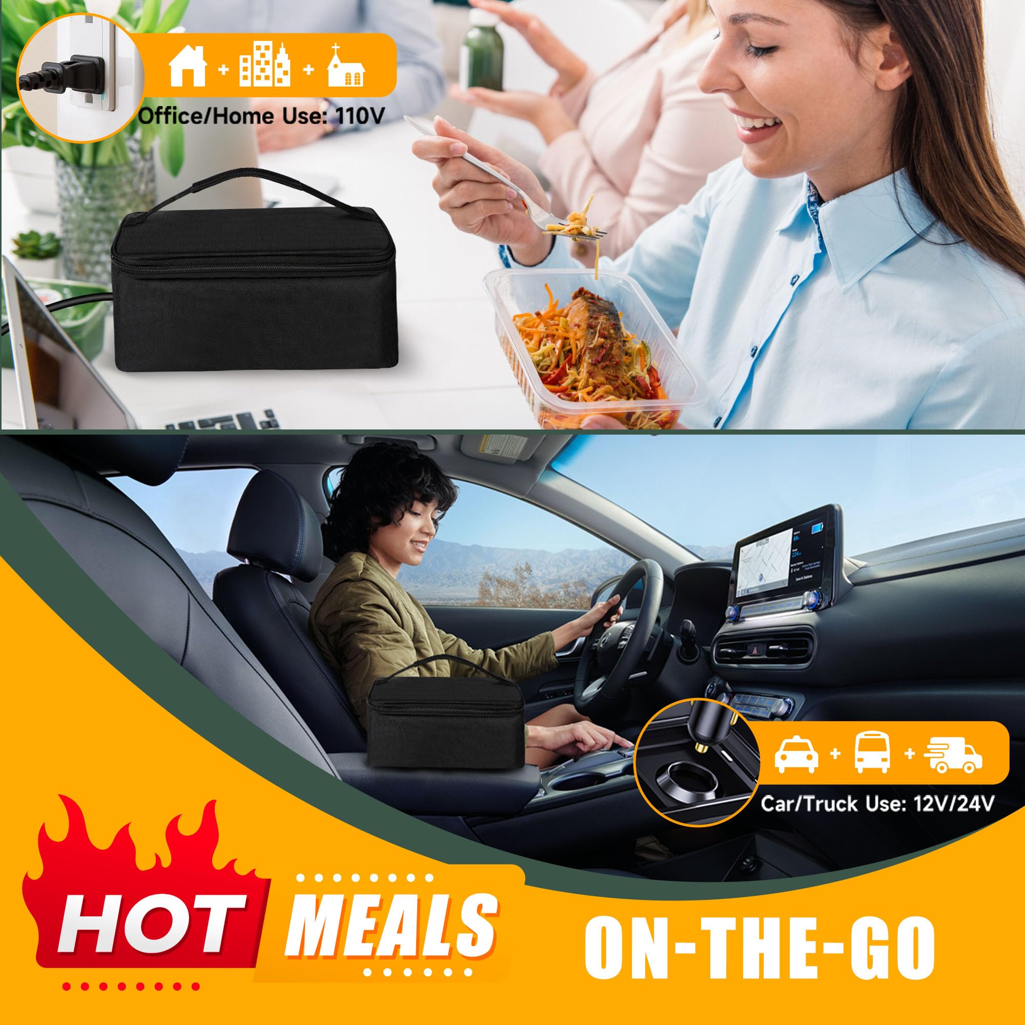 Qrastlu lunch box para coche y trabajo, listo para comer sin esperar