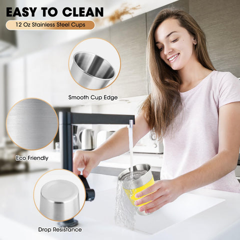 Vaso Qrooper 12 onzas con capacidad clara, perfecto para bebidas frías.