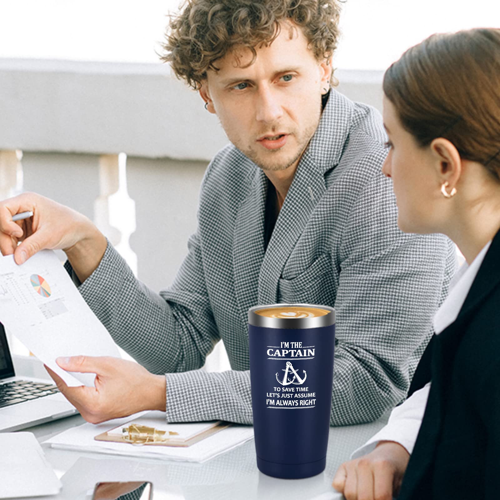 Qtencas Capítan Taza Térmica con dos pajitas de acero inoxidable incluidas.