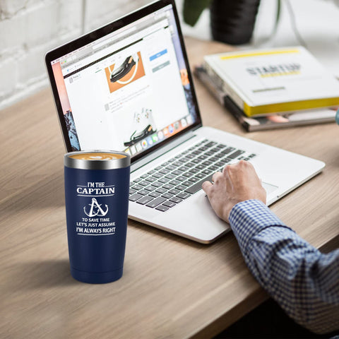 Superficie sin sudor del Capitán Tumbler para un agarre limpio.