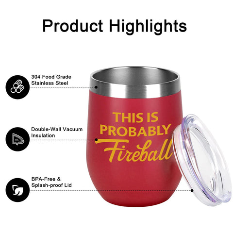Vaso Qtencas Fireball rojo para reuniones y regalos prácticos.