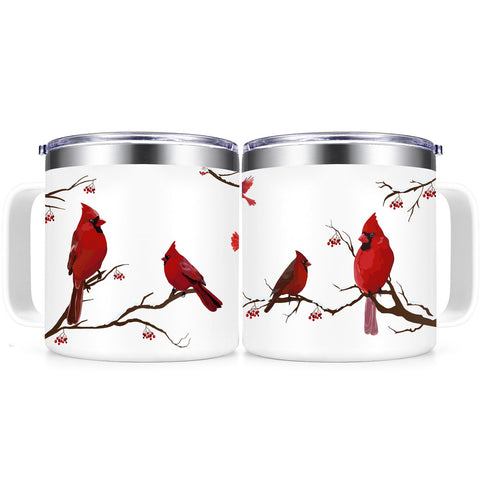 Qtencas Regalo para mujeres con cardenal, diseño blanco, ideal para días fríos.