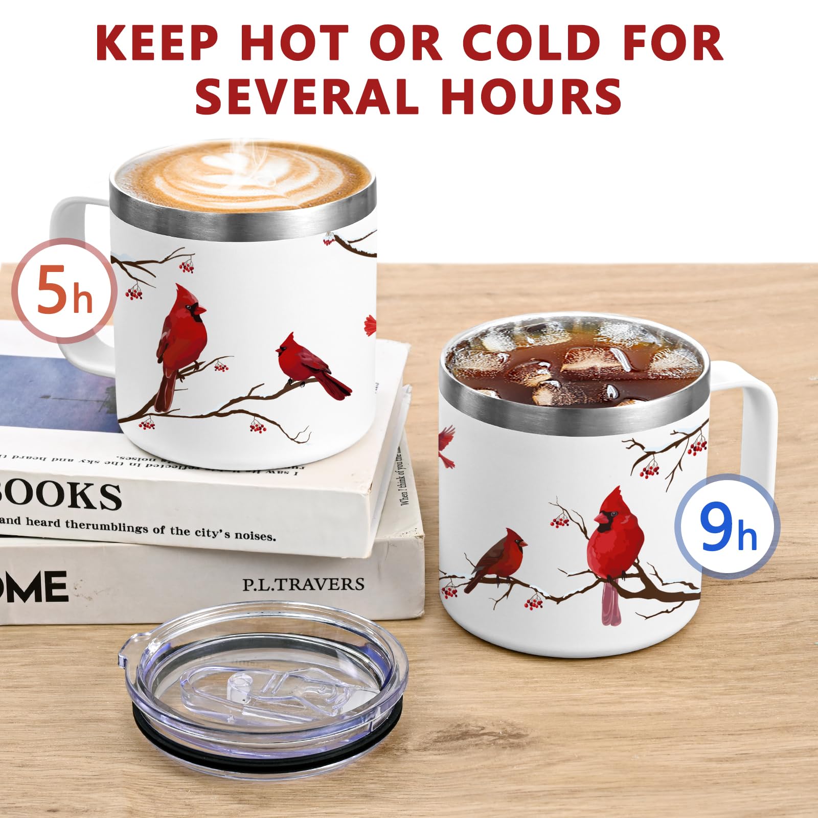 Qtencas Regalo Navidad, taza cardenal blanca, ideal para celebraciones.
