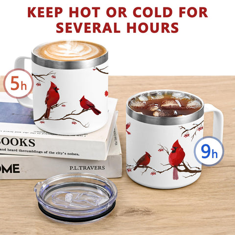 Qtencas Regalo Navidad, taza cardenal blanca, ideal para celebraciones.