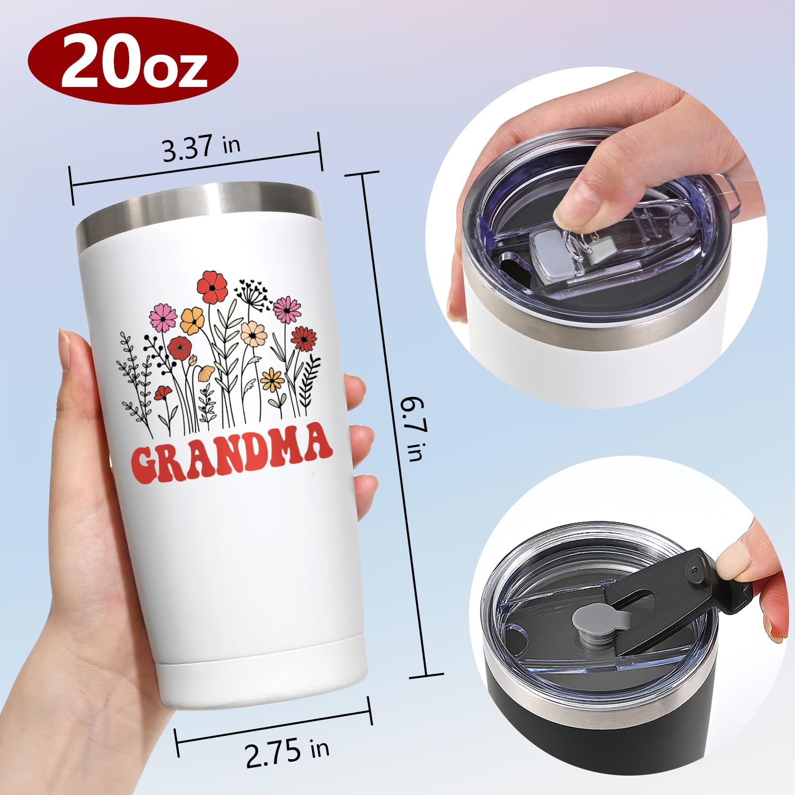 Tumbler de viaje Qtencas para abuelos, diseño duradero y cómodo
