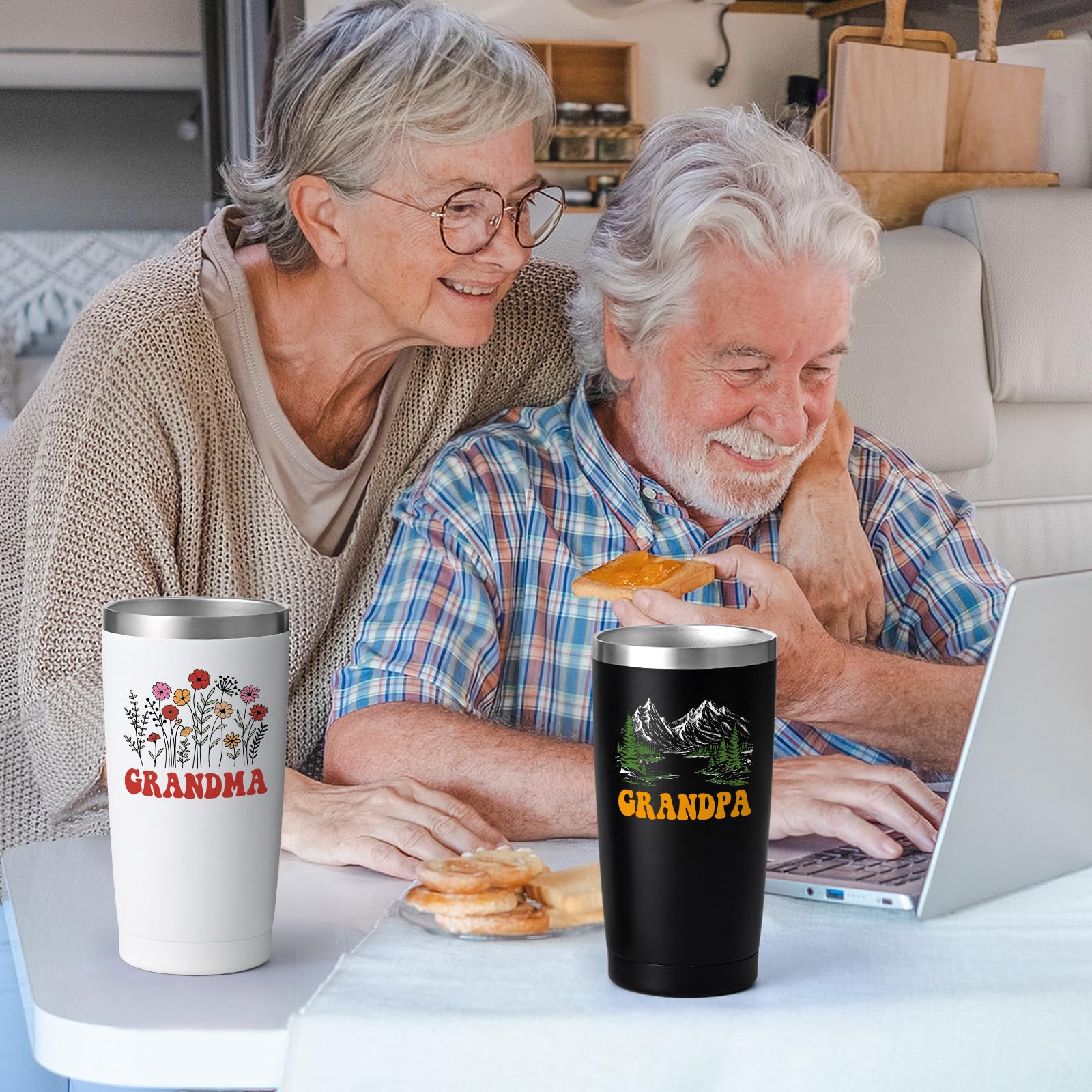 Regalo Qtencas para abuelos, tumbler doble aislamiento, ideal para bebidas calientes