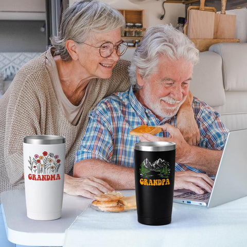 Regalo Qtencas para abuelos, tumbler doble aislamiento, ideal para bebidas calientes