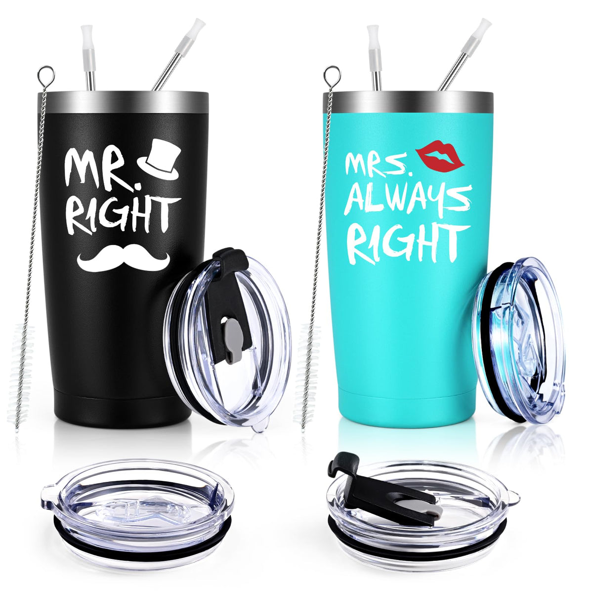 Vaso Qtencas negro Sr. Correcto y Sra. Siempre Correcta, ideal para parejas.