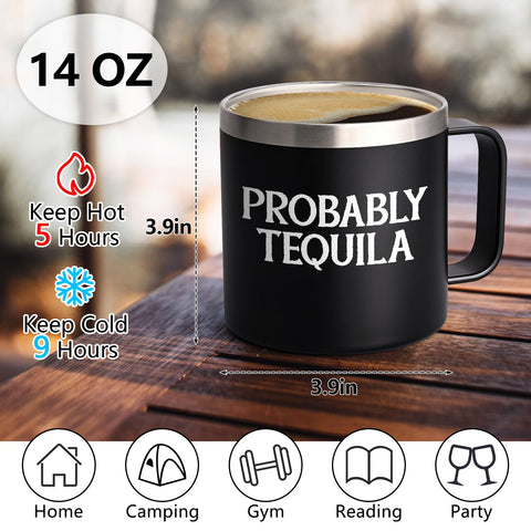 Qtencas taza aislada tequila, acabado de acero inoxidable 304.