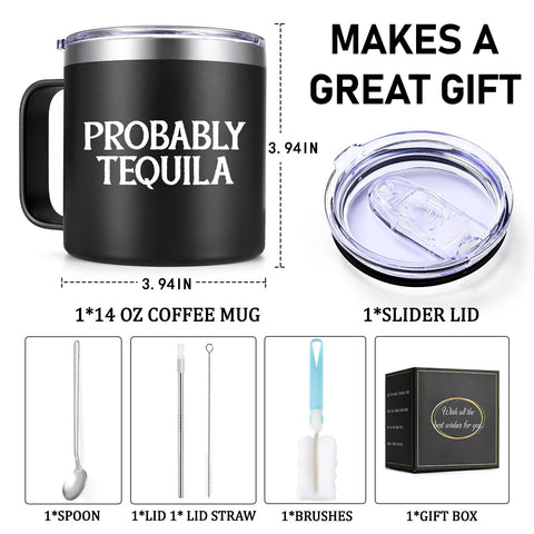 Qtencas taza aislada tequila, uso práctico en oficina o casa.