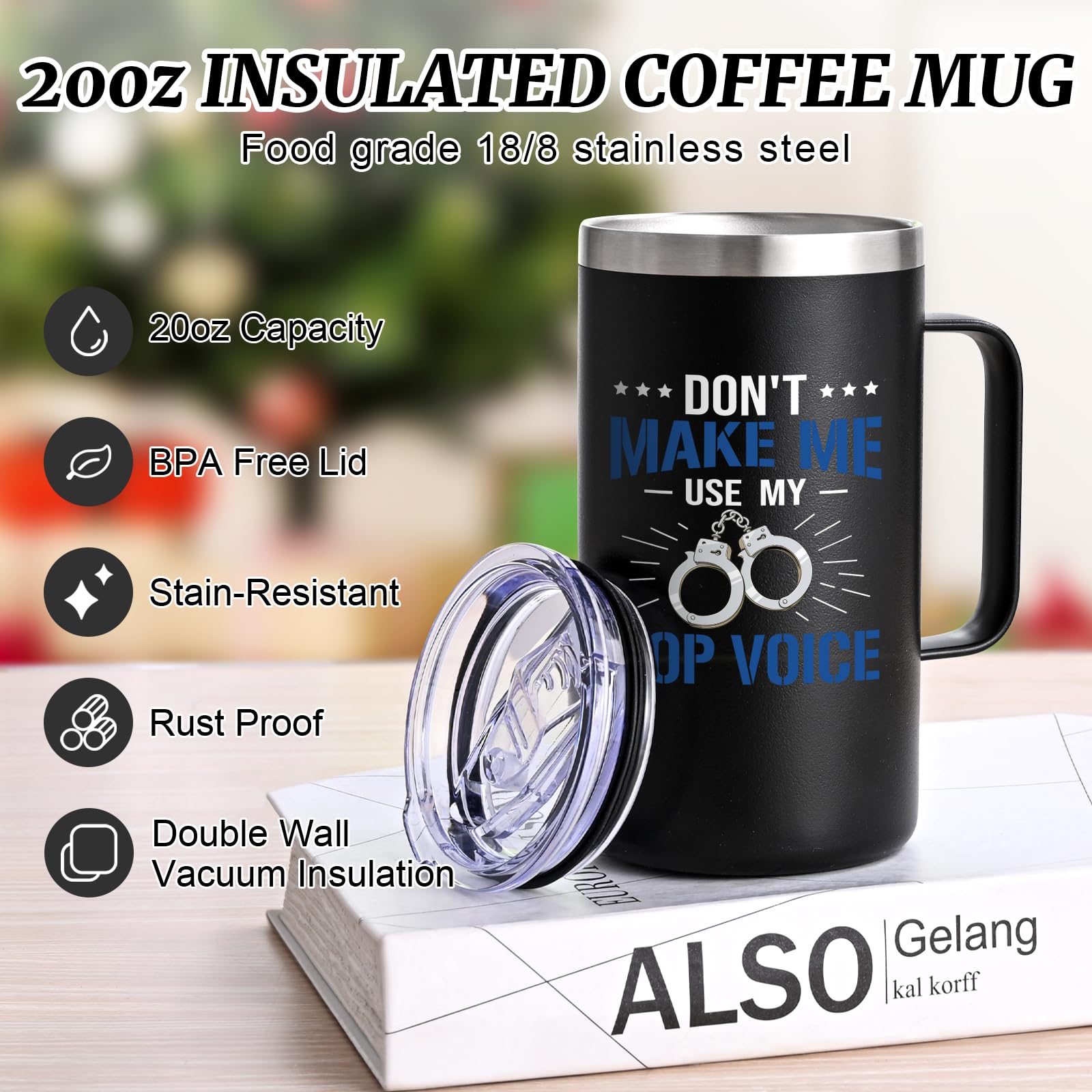 Taza Qtencas policial acabado negro elegante