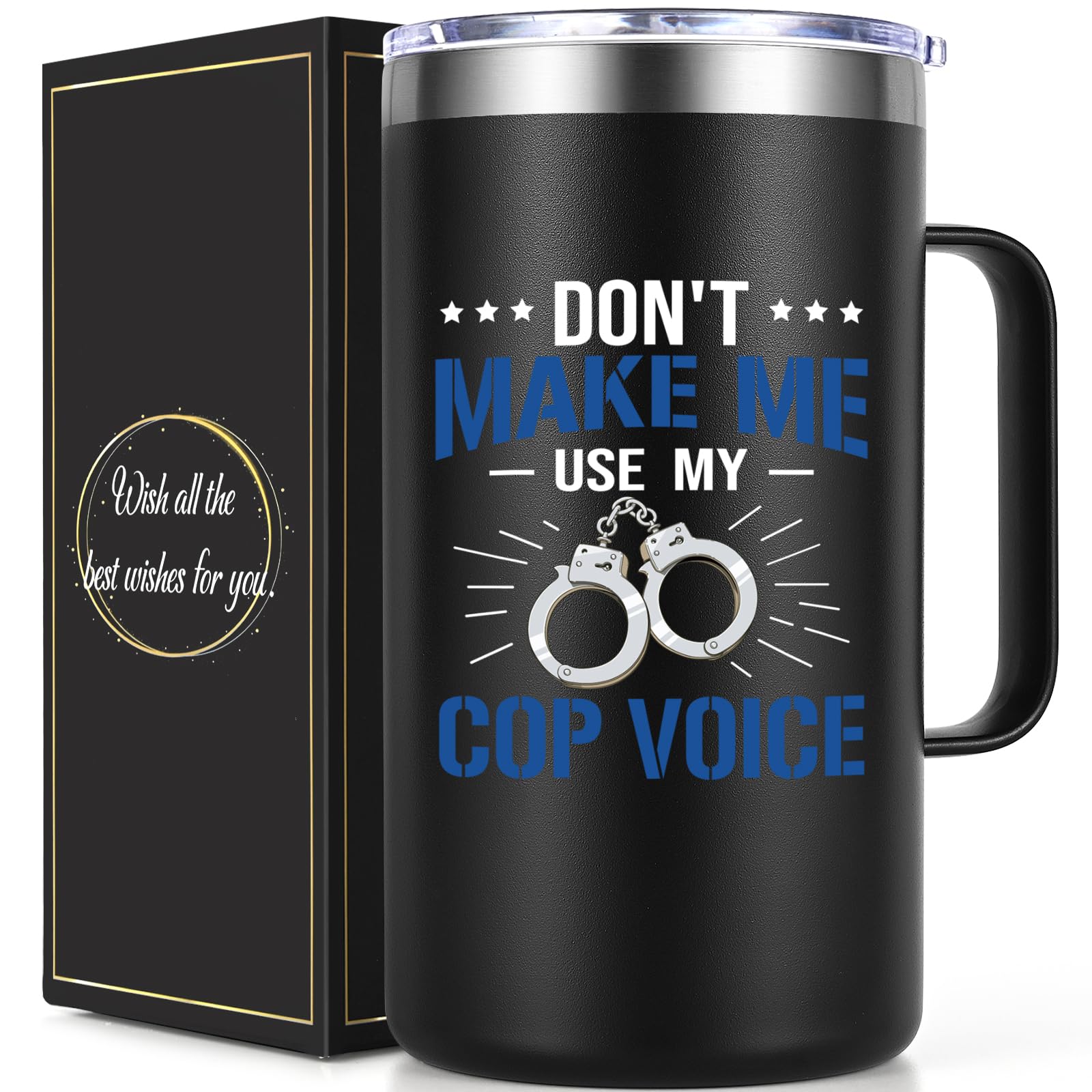 Taza Qtencas policial con frase frontal para uso diario