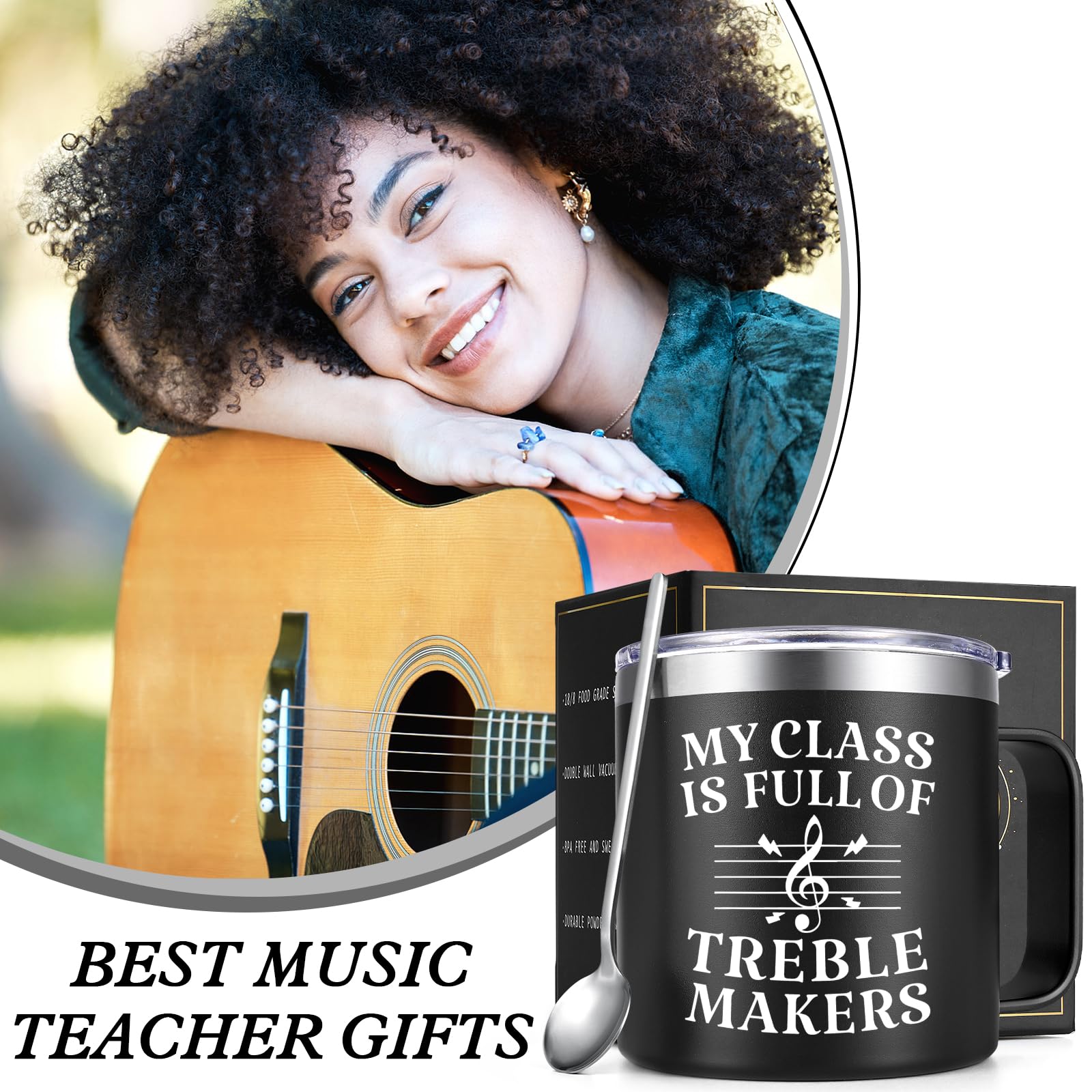 Qtencas taza profesor música grabado divertido, regalo ideal para docentes.