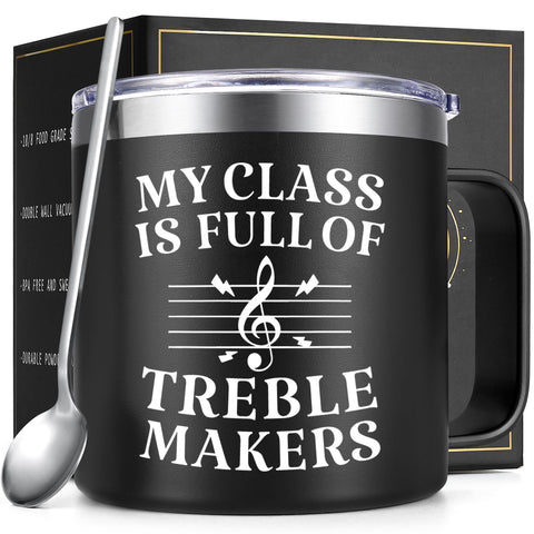 Qtencas taza profesor música, vista lateral y diseño duradero para uso diario.