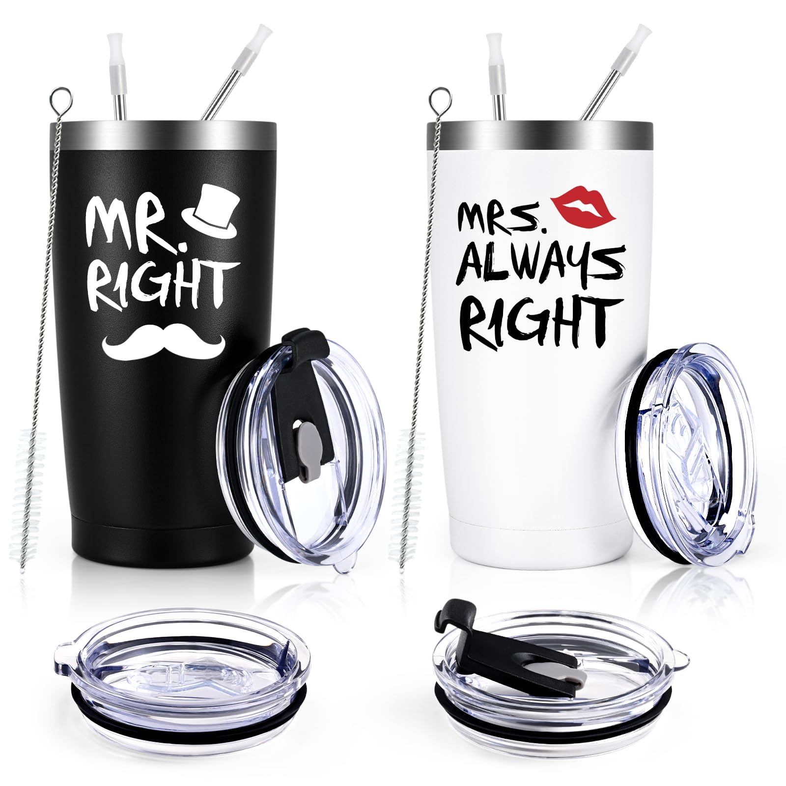Qtencas tumbler dos tonos negro blanco, ideal para regalo de boda o aniversario