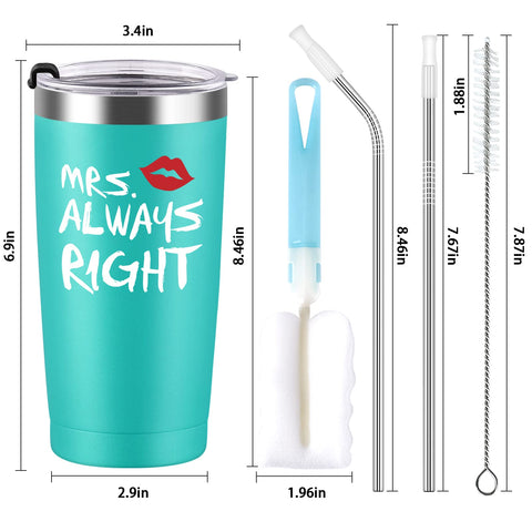Vaso aislado Qtencas menta de 20 oz, ideal para viajes.
