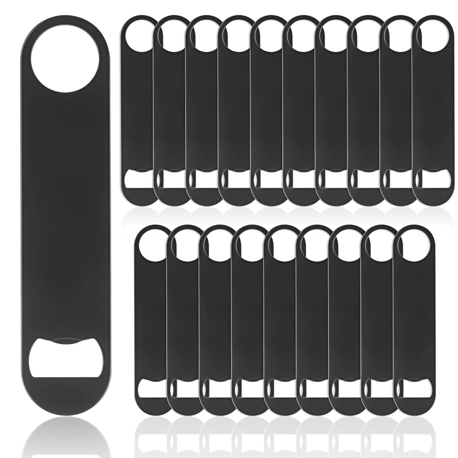 Abrelatas plano de 7 pulgadas negro de QTLCOHD para abrir botellas en bares.
