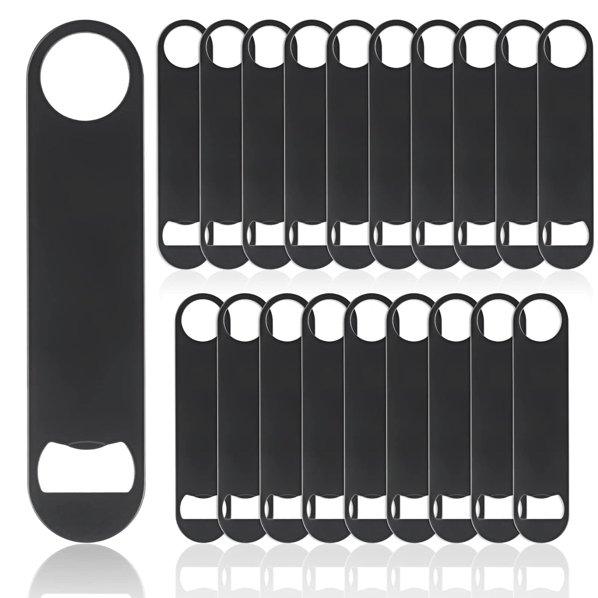 Abrelatas plano de 7 pulgadas negro de QTLCOHD para abrir botellas en bares.