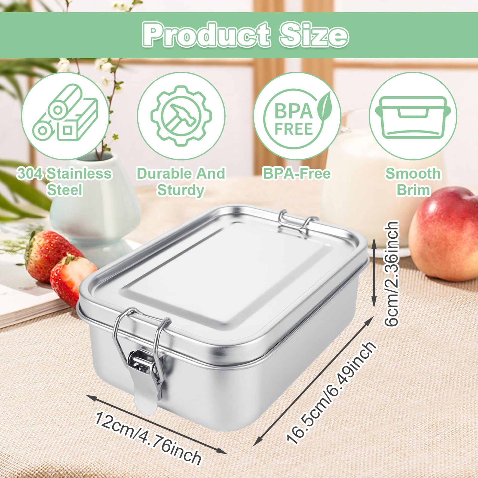 QTLCOHD caja-almuerzo-metal 2-compartimentos, organiza proteínas y vegetales.