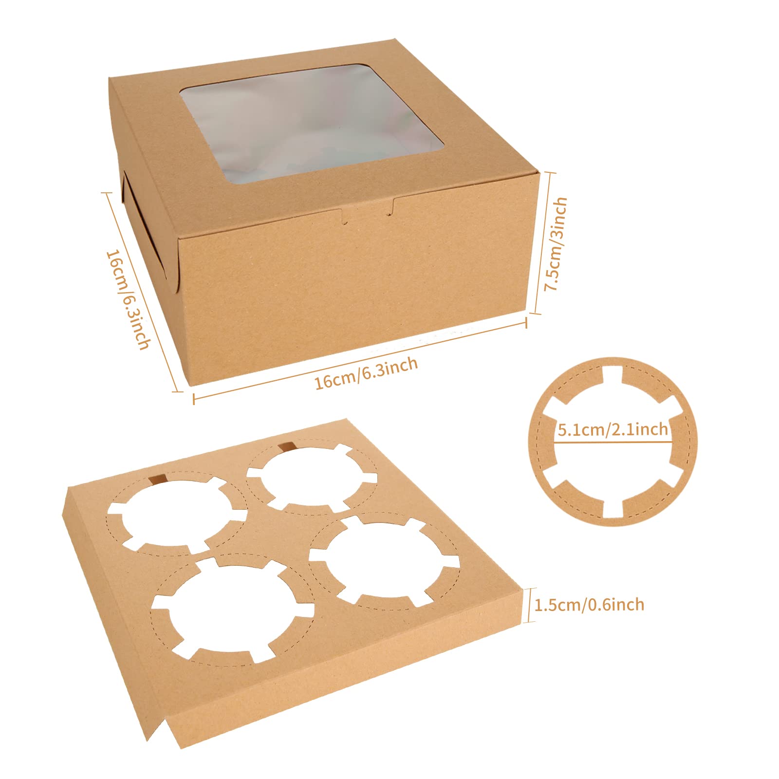 qtlcohd caja cupcakes 6x6x3, diseño compacto para apilar y almacenar