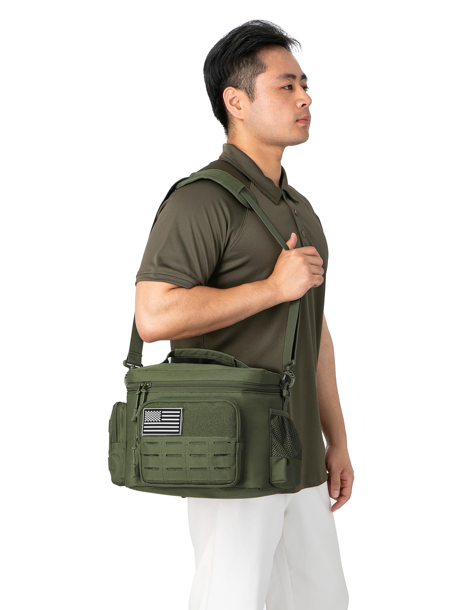 QT&QY bolsa táctica para almuerzo, color verde army para tono discreto.
