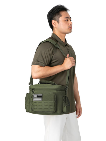 QT&QY bolsa táctica para almuerzo, color verde army para tono discreto.
