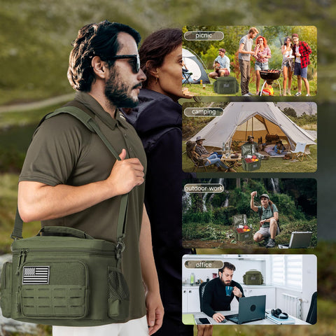 QT&QY bolsa táctica para almuerzo, zona de parche con Velcro para personalizar.