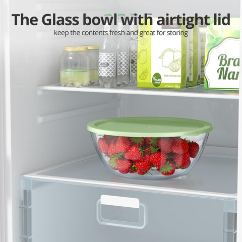 Quald bol-servir-ensaladas-vidrio-claro, elegante para la mesa.