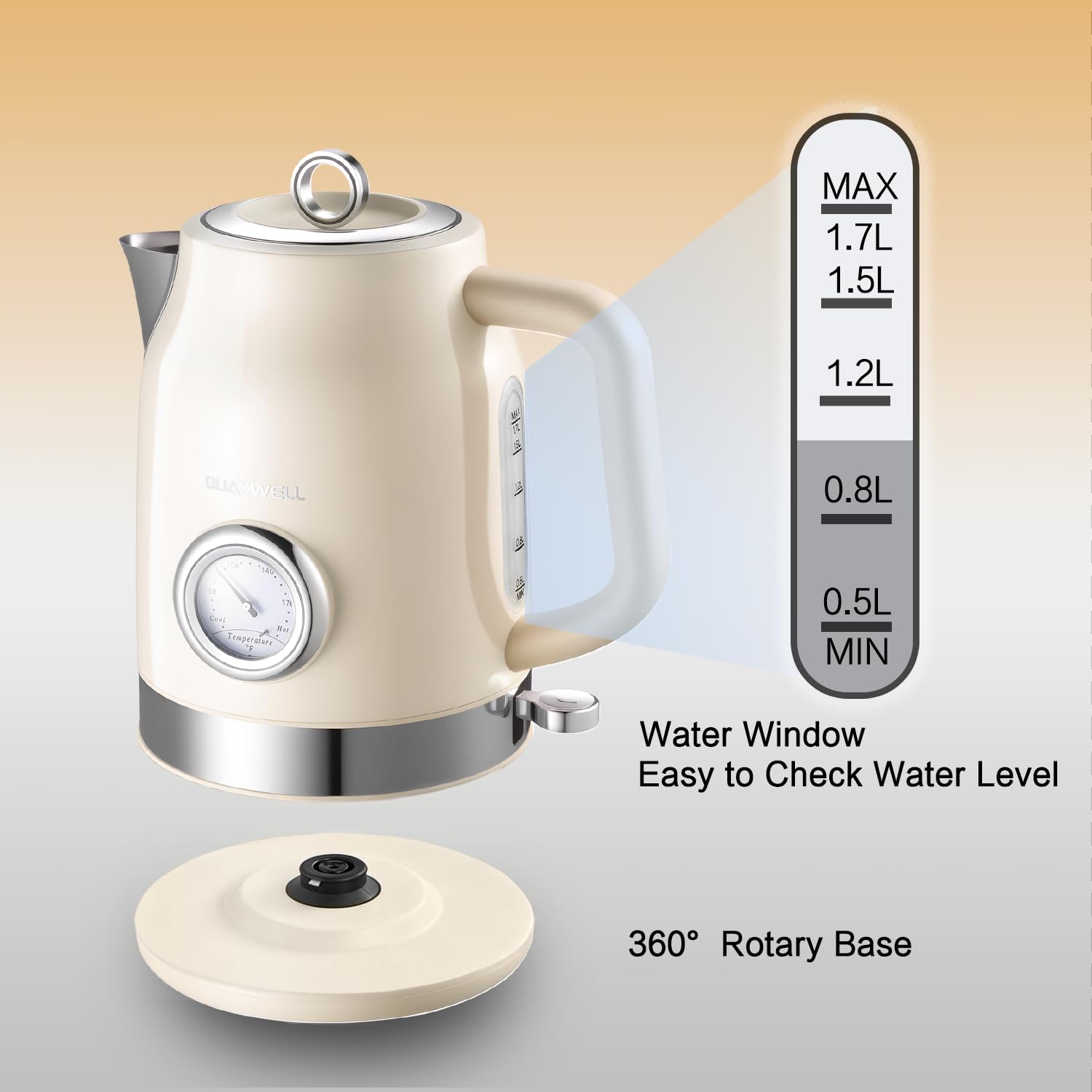 Diseño beige vintage de QUAXWELL añade estilo a la cocina.