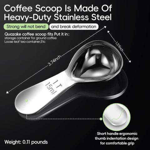 Cucharas Quazake 15 ml: tamaño compacto ideal para recipientes de café.