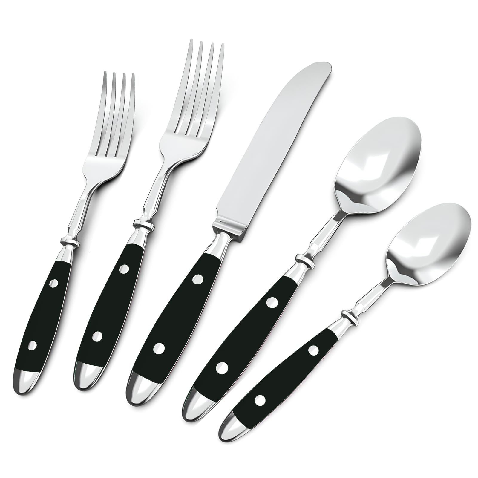 QUEARI Retro, conjunto de cubiertos 20 piezas con acabado brillante para la mesa diaria