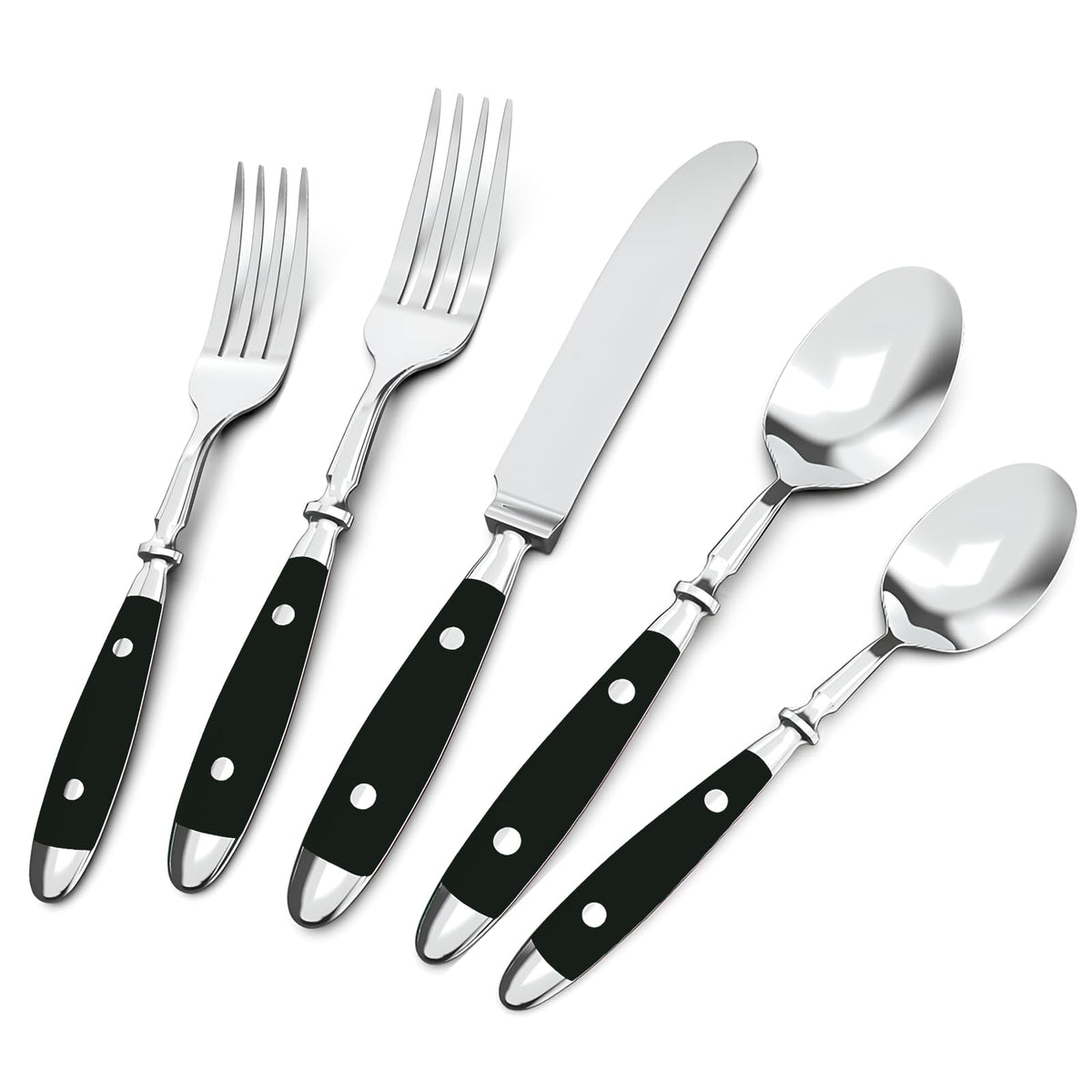 QUEARI Retro, conjunto de cubiertos 20 piezas con acabado brillante para la mesa diaria