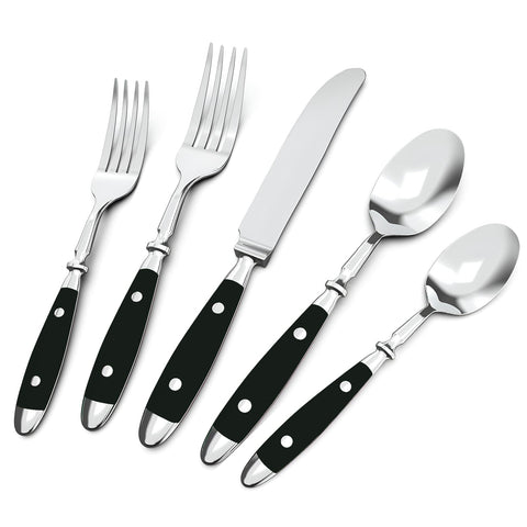 QUEARI Retro, conjunto de cubiertos 20 piezas con acabado brillante para la mesa diaria