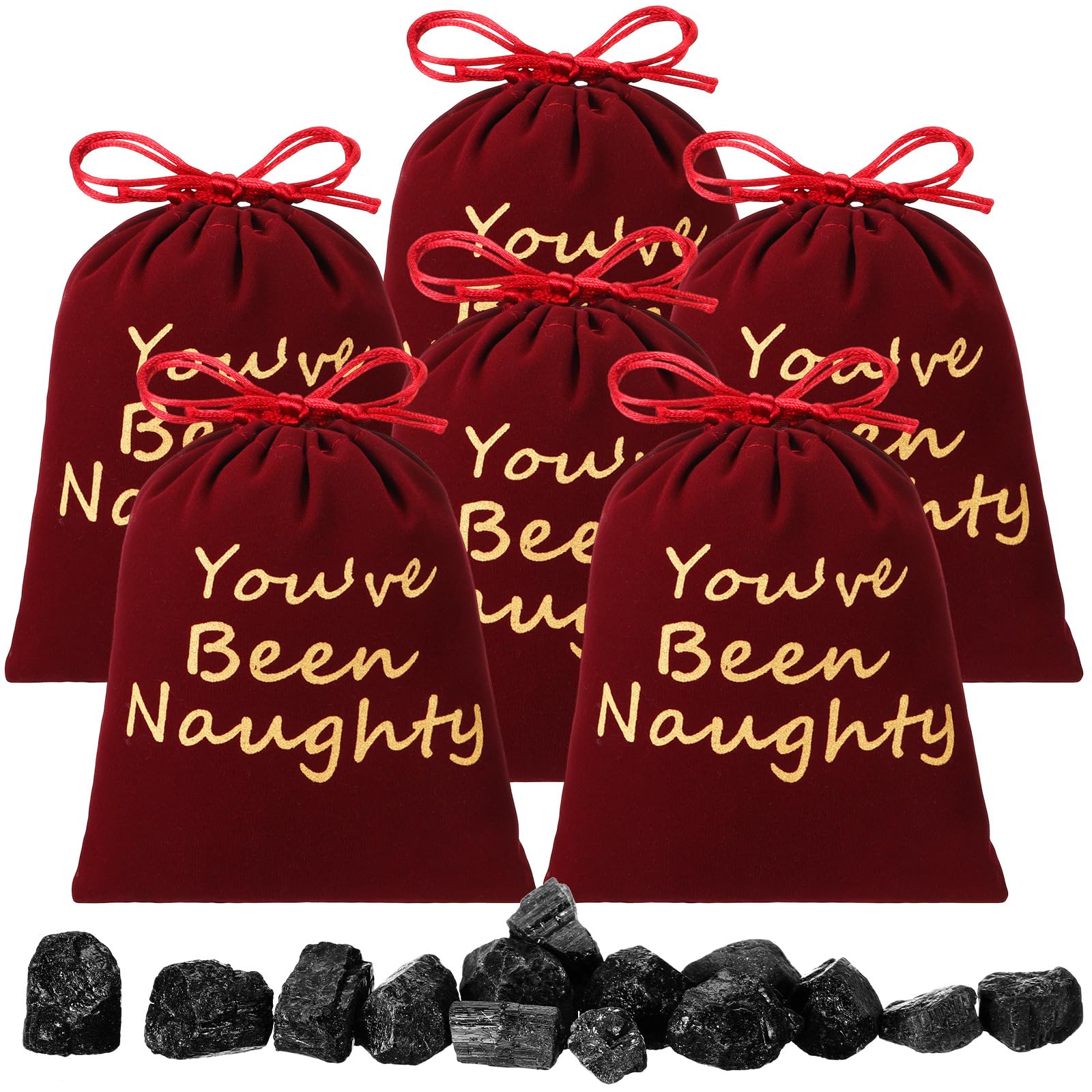 Queekay bolsas carbón navideño con cordon, regalo divertido para bromas festivas