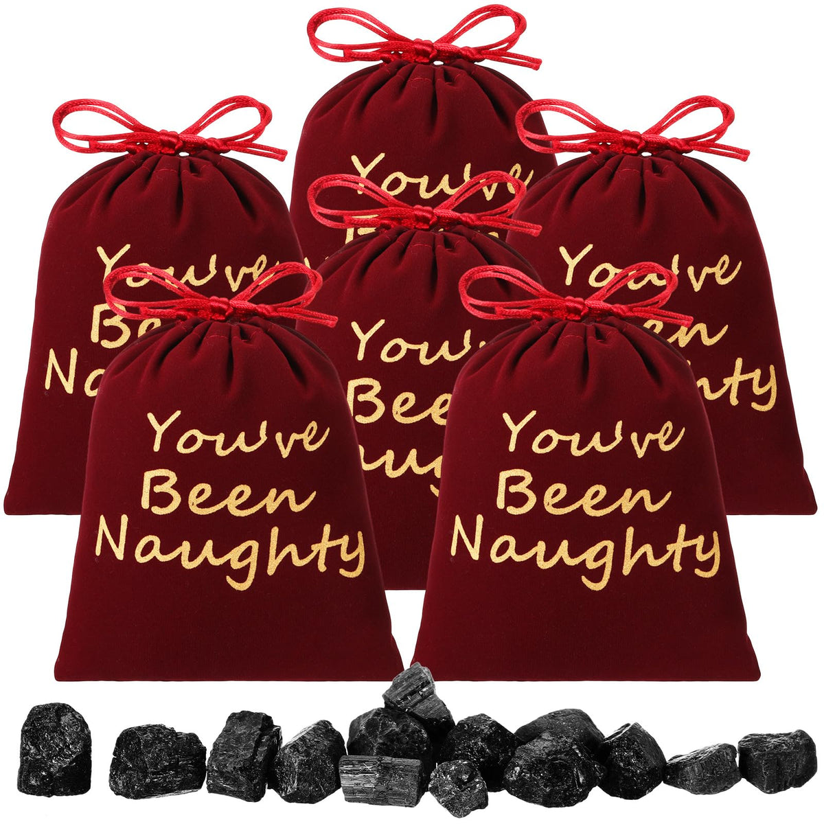Queekay bolsas carbón navideño con cordon, regalo divertido para bromas festivas