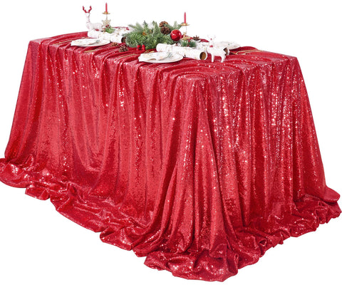 Mantel QueenDream en rojo con lentejuelas para fiestas.