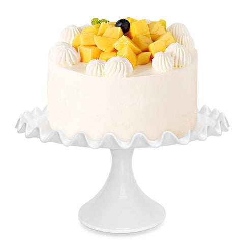 Quegroot porta-pasteles 12 pulgadas en blanco para presentar tortas grandes.