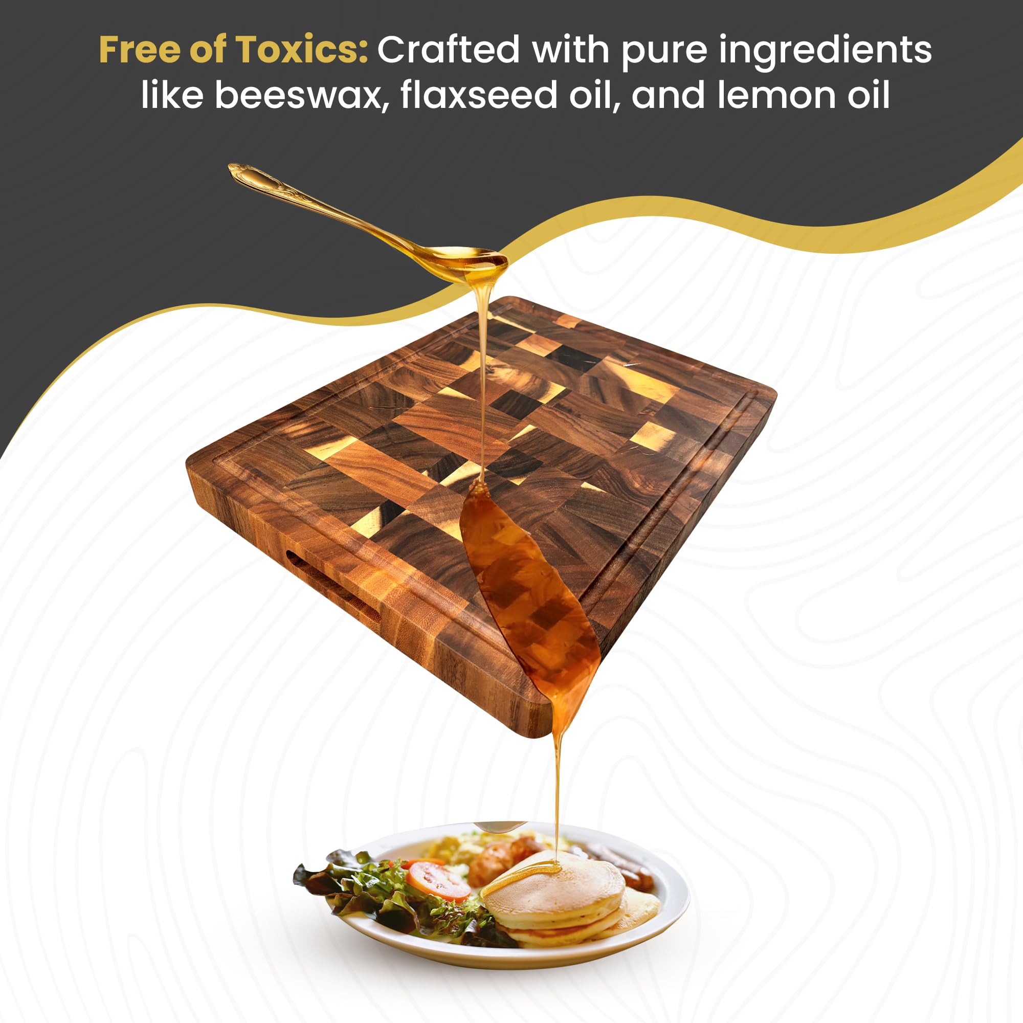 QUELLUXE tabla gruesa 20x15, ideal para cortar carnes y verduras.