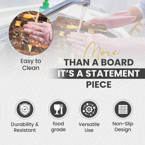 QUELLUXE tabla grande para cortar y servir en ambiente de cocina.