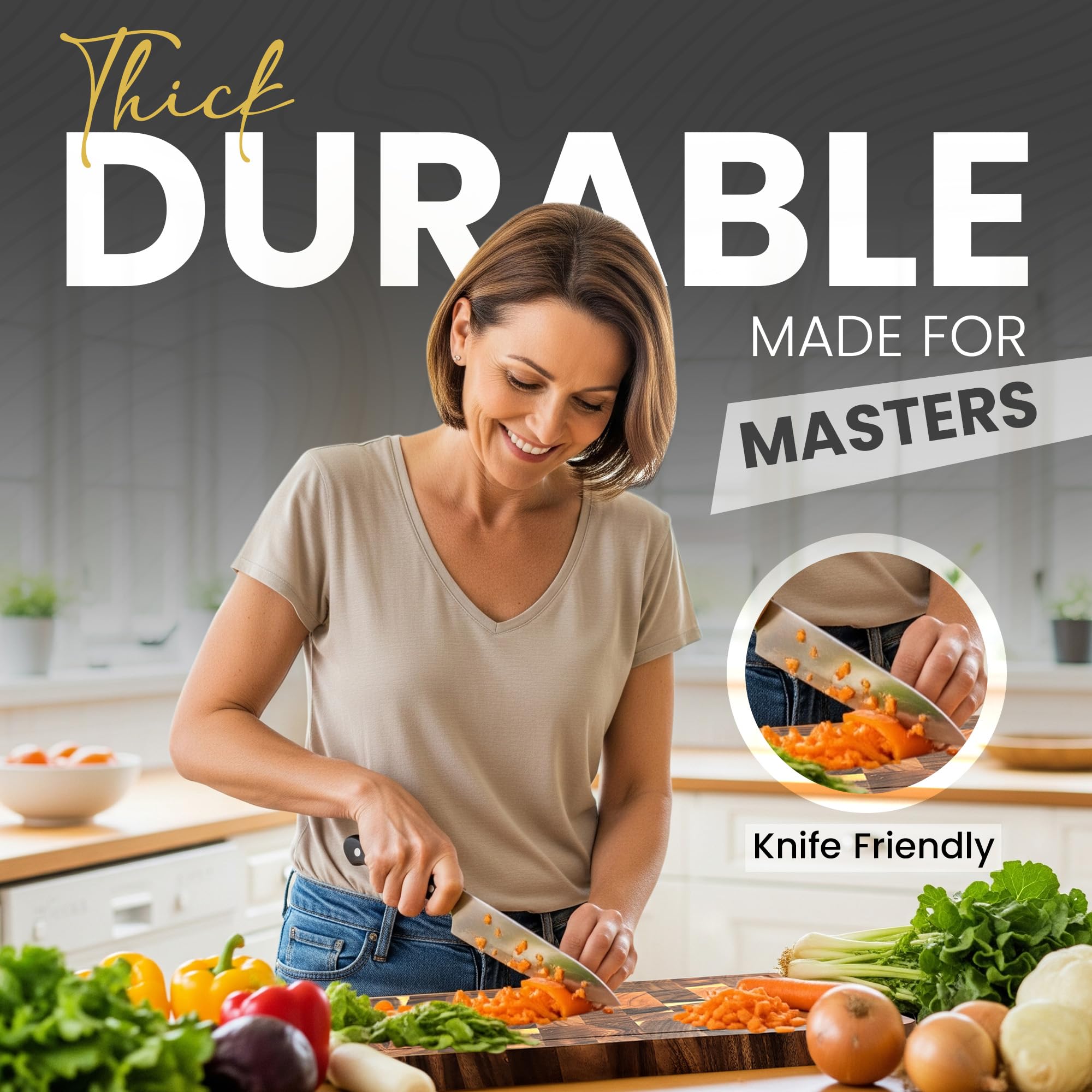 QUELLUXE tabla grande para preparaciones amplias y servicio en mesa.