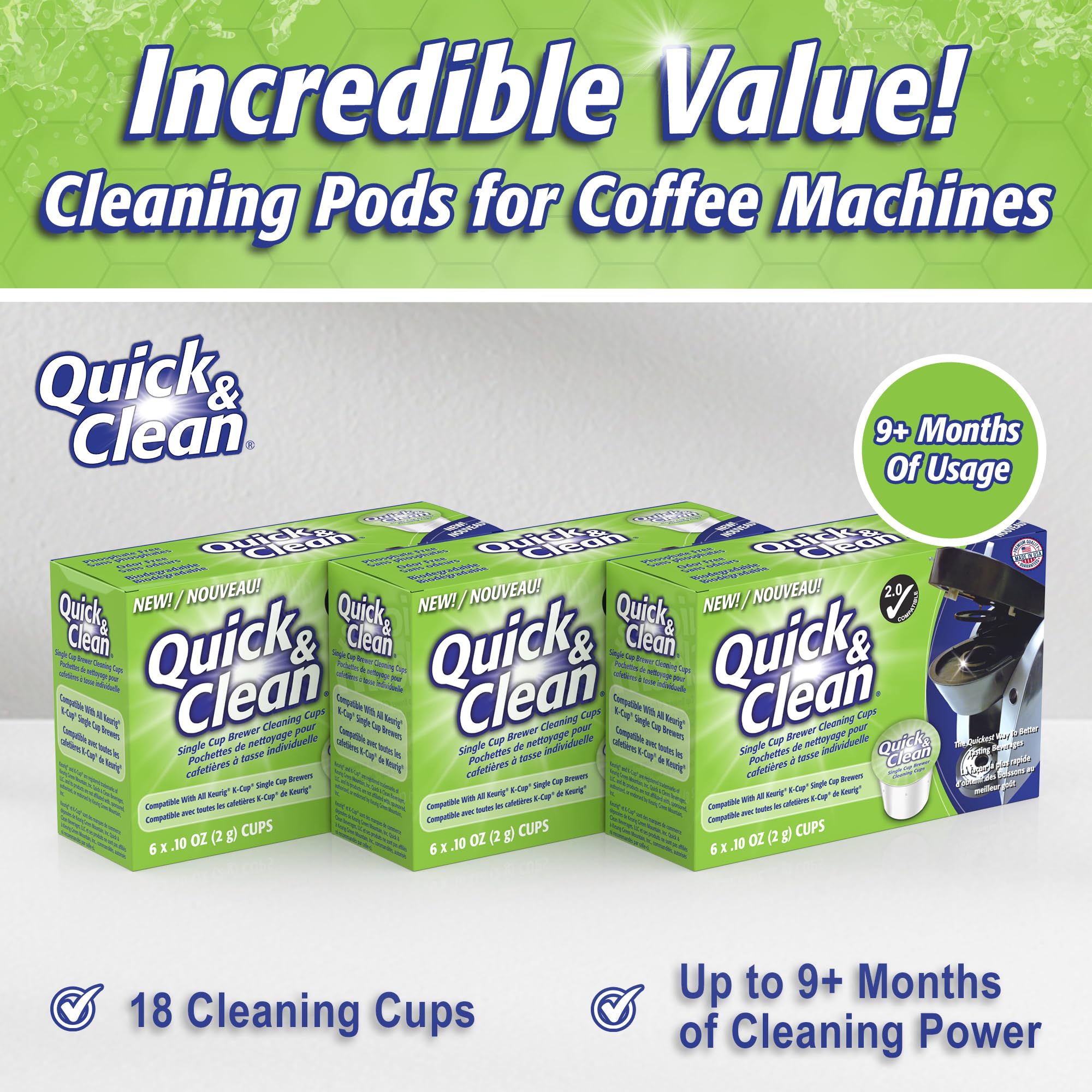 Quick & Clean: uso sencillo en un ciclo de limpieza y otro de enjuague.