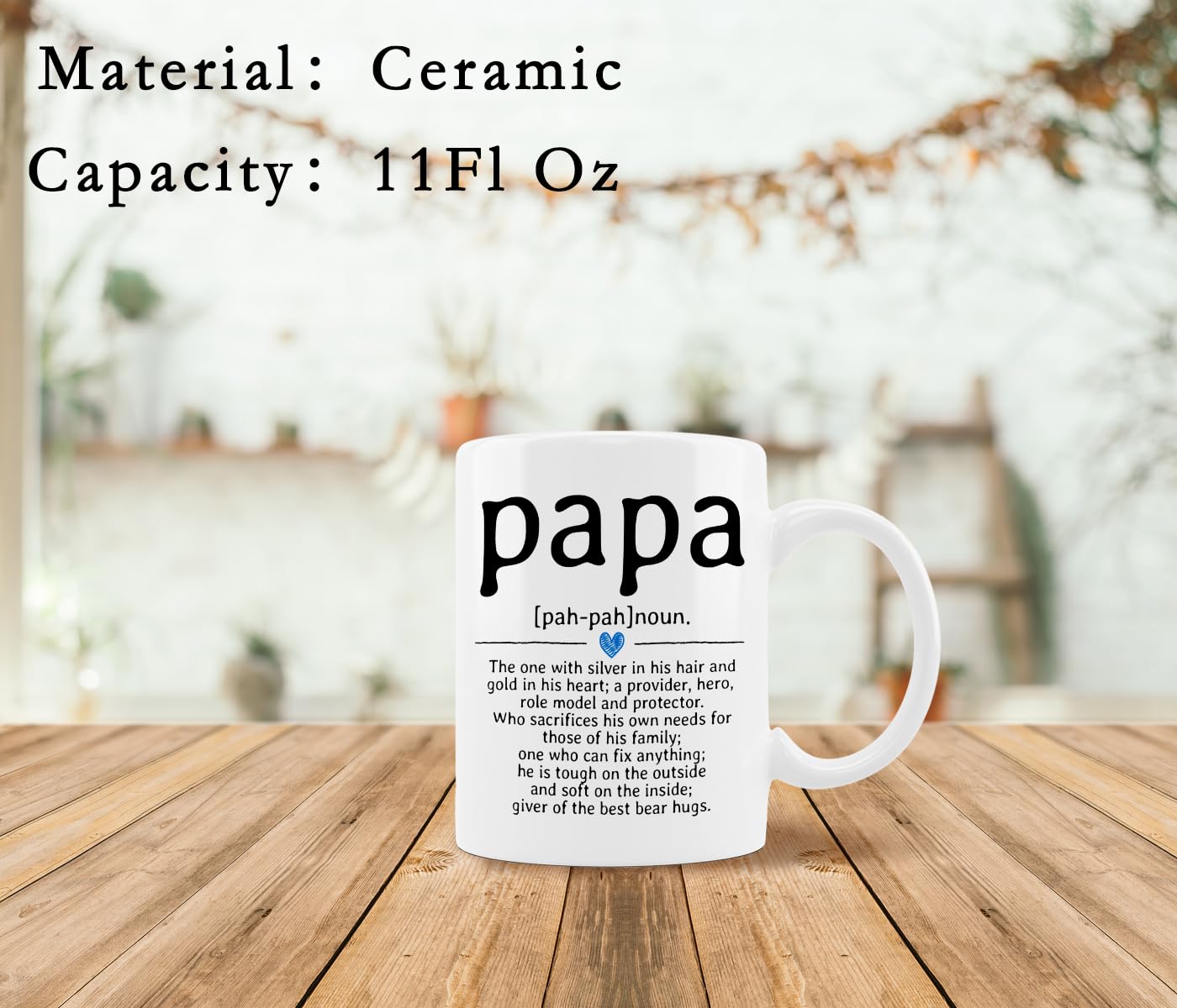 Taza QUICQOD Papá Definición, cerámica duradera apta para microondas.