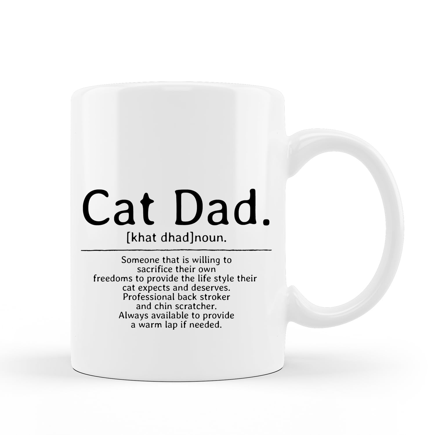 QUICQOD Taza papa-gato 11 onzas blanca, ideal para café diario.