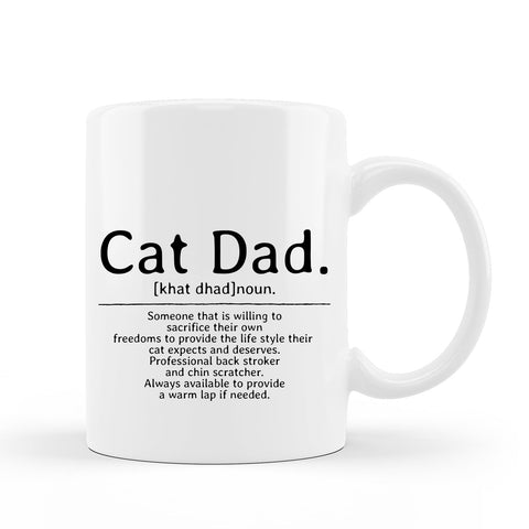 QUICQOD Taza papa-gato 11 onzas blanca, ideal para café diario.