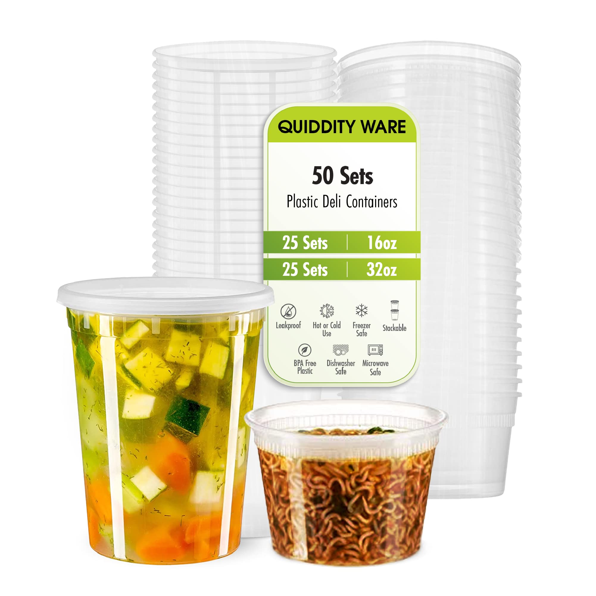 QUIDDITY WARE contenedores delicatessen con tapas herméticas para evitar fugas y conservar alimentos.