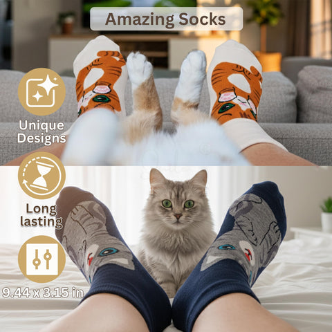 Calcetines QUILE con diseño gatuno, cómodos y originales para el día a día.