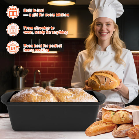 QuliMetal pan hierro ovalado con capacidad 3-2qt para hogazas altas